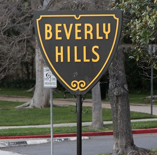 Beverly Hills board in Beverly Hills, California.