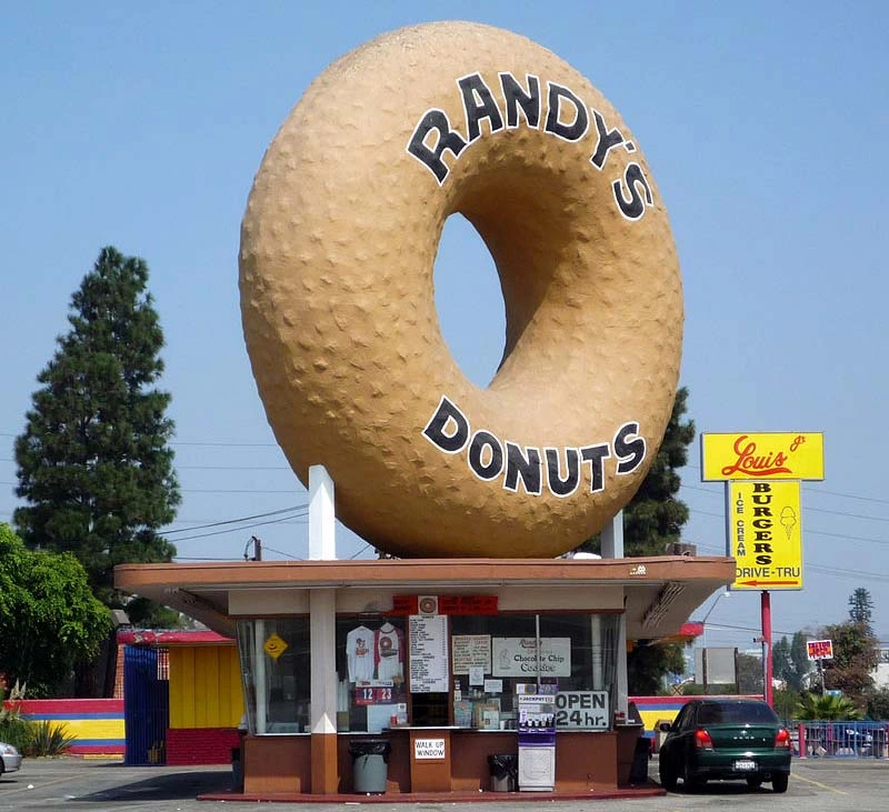 Inglewood city view, Randy's Donuts, California.