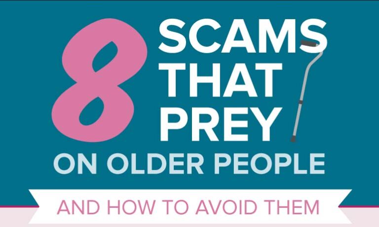 A banner image intitled "8 Scams That Prey On Older People - And How to Avoid Them"