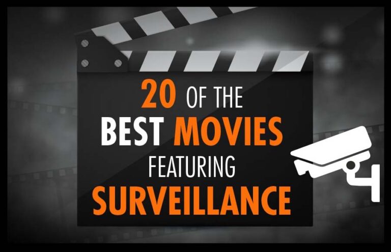 A banner image with the text "20 of the Best Movies Featuring Survillance"